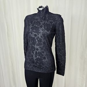 Vintage Jennifer George black lace long sleeve high neck turtleneck top 6